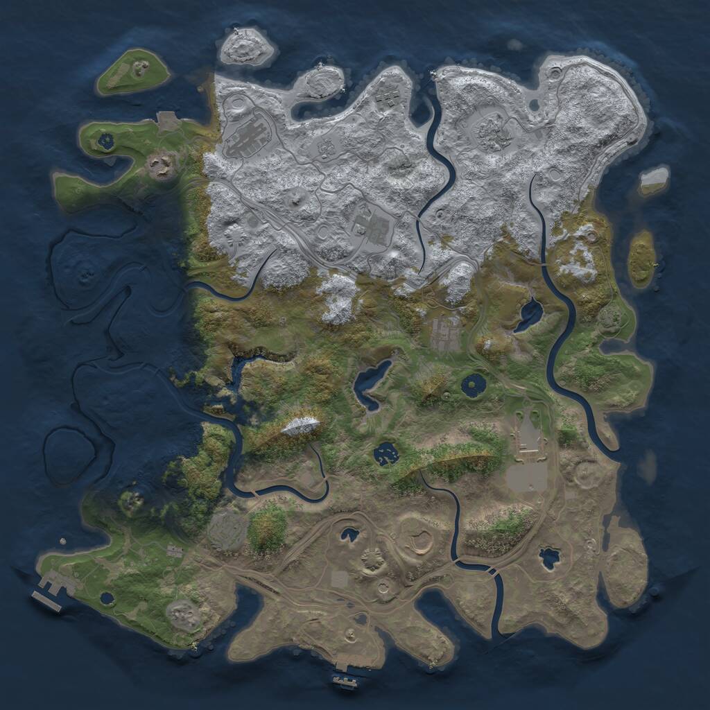 Rust Map: Procedural Map, Size: 4500, Seed: 726033589, 16 Monuments