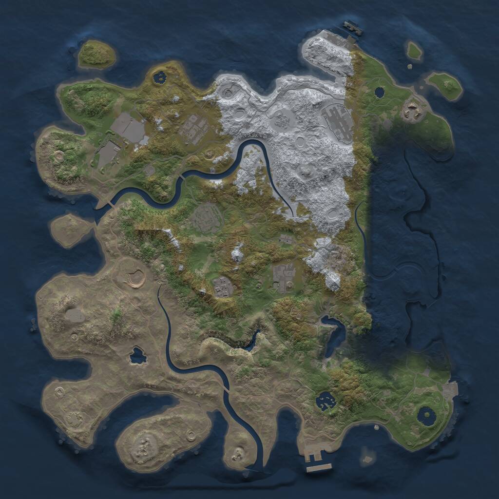 Rust Map: Procedural Map, Size: 4000, Seed: 1741855677, 15 Monuments