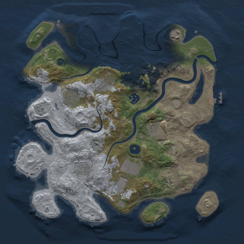 Rust Map: Procedural Map, Size: 3500, Seed: 158100142, 15 Monuments