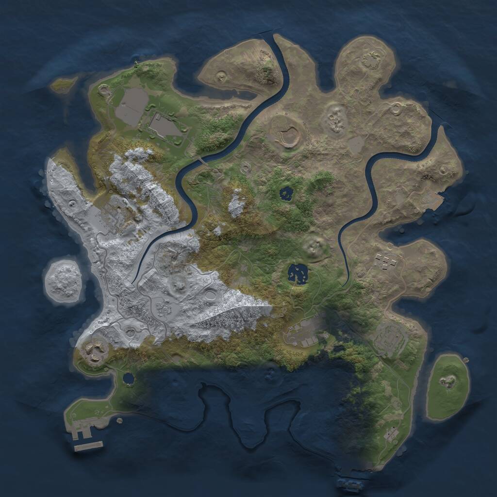 Rust Map: Procedural Map, Size: 3500, Seed: 45657, 14 Monuments