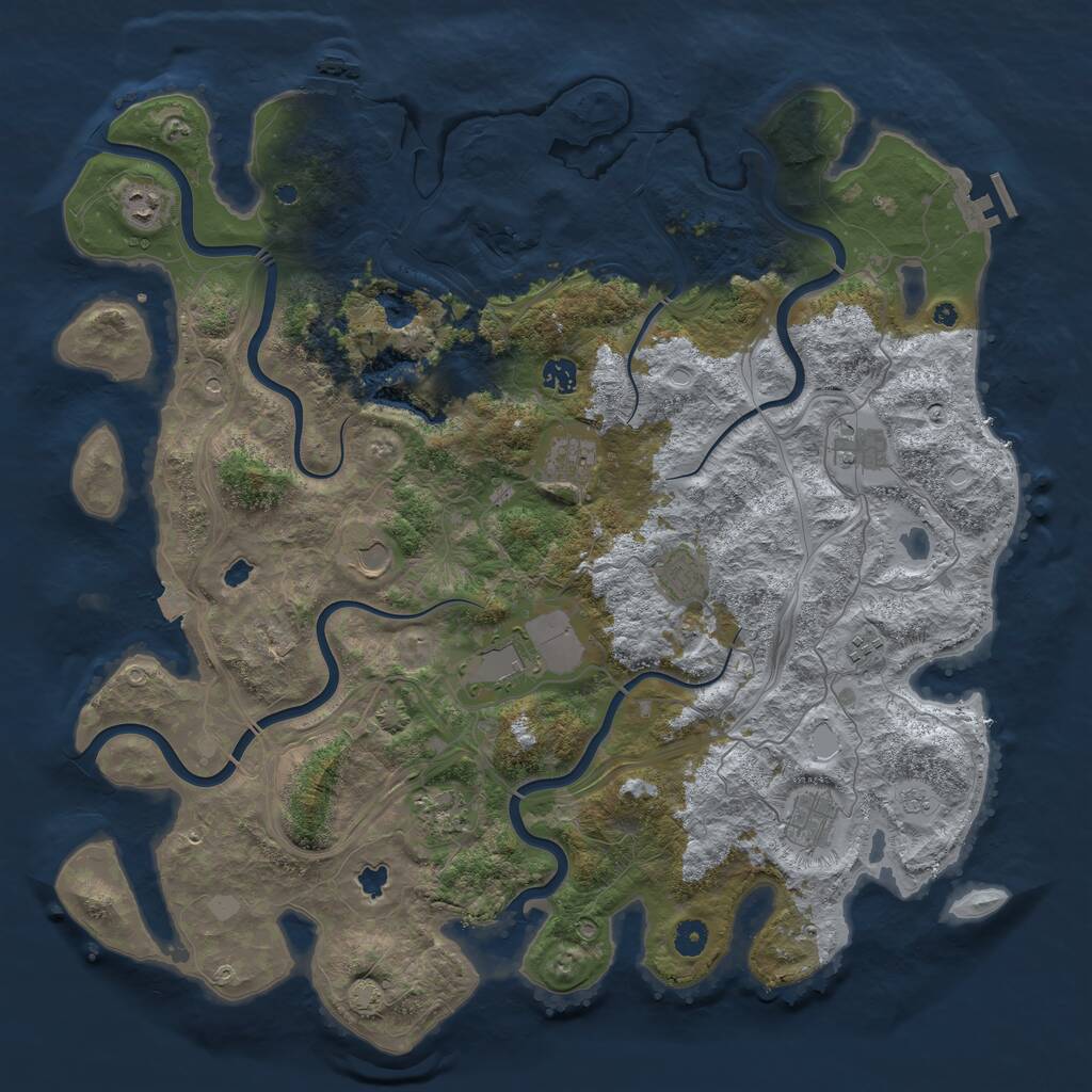 Rust Map: Procedural Map, Size: 4600, Seed: 1109193198, 16 Monuments