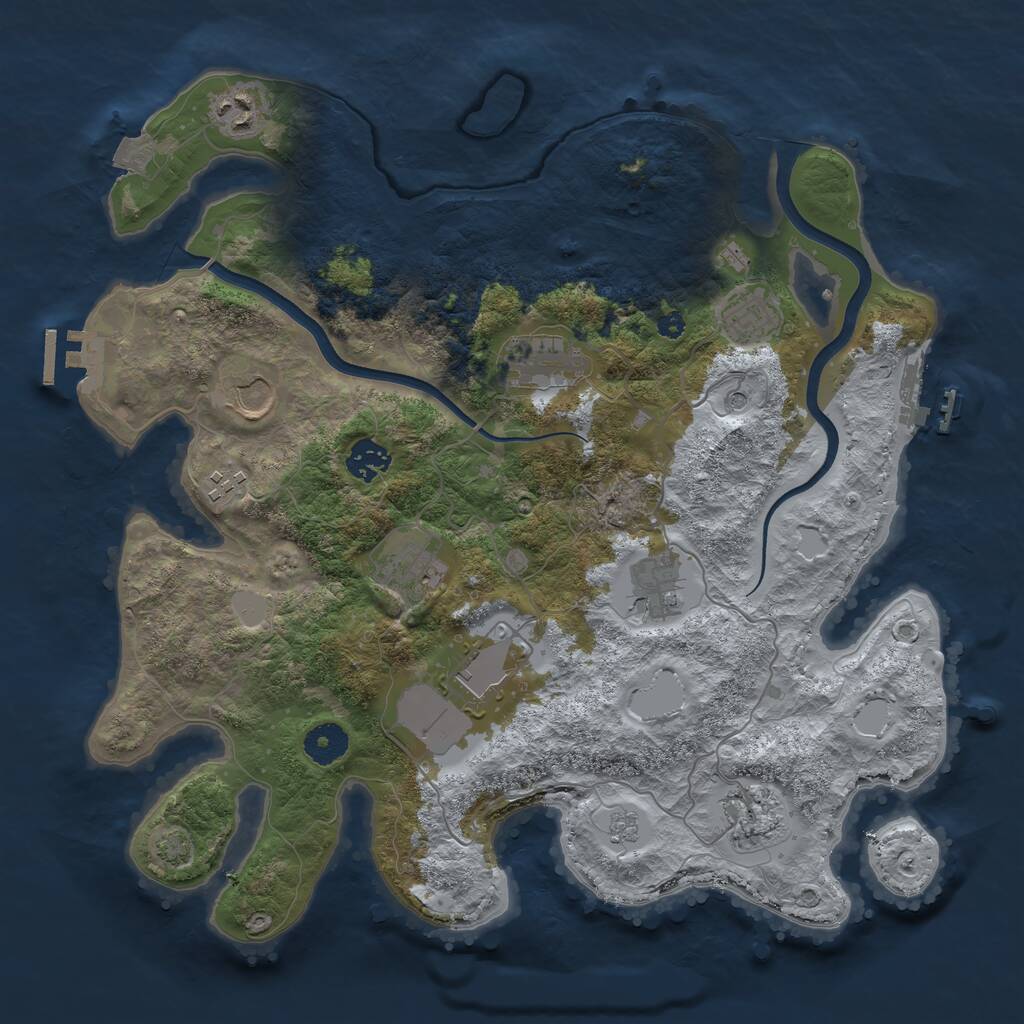Rust Map: Procedural Map, Size: 3700, Seed: 10098100, 16 Monuments