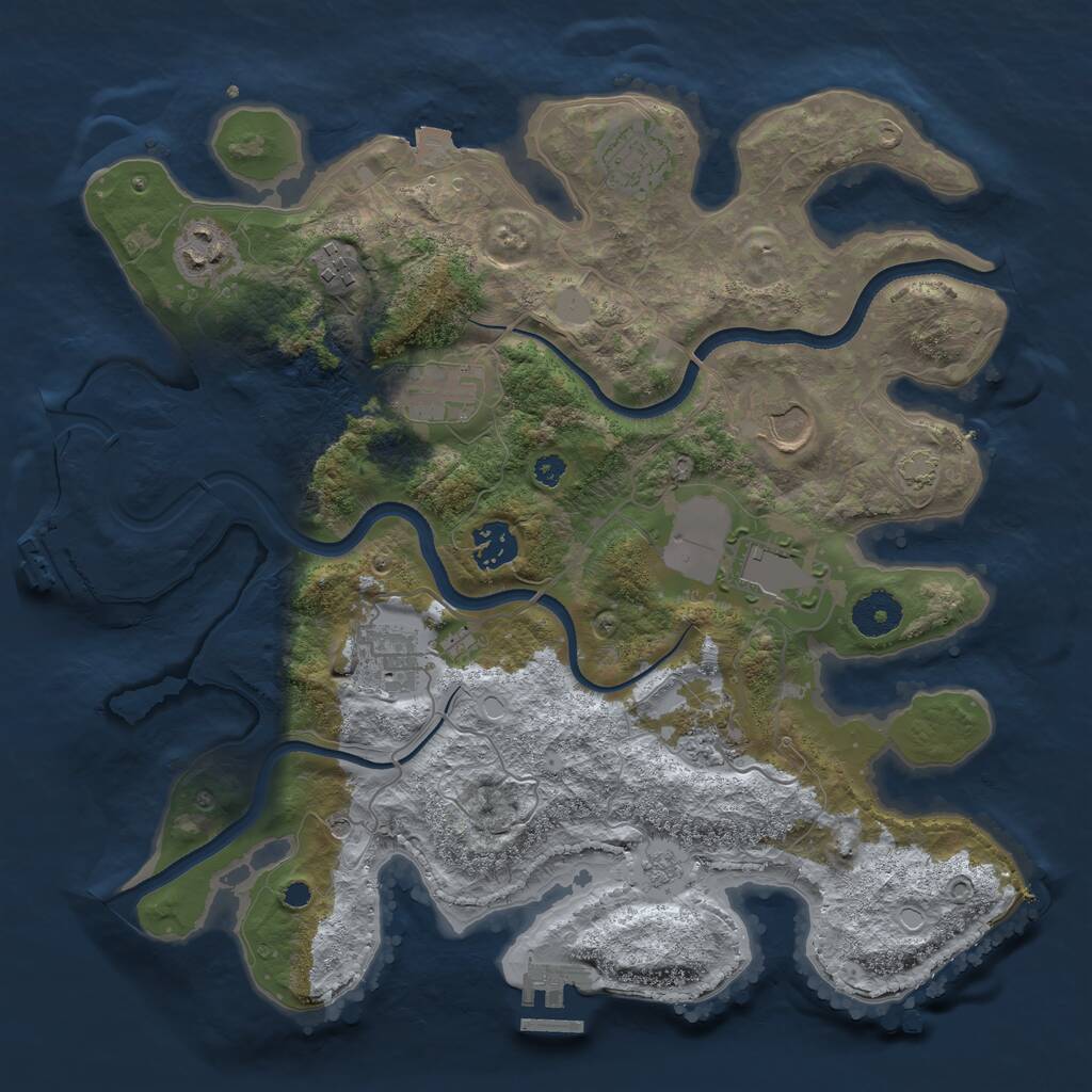 Rust Map: Procedural Map, Size: 3500, Seed: 1588552100, 15 Monuments