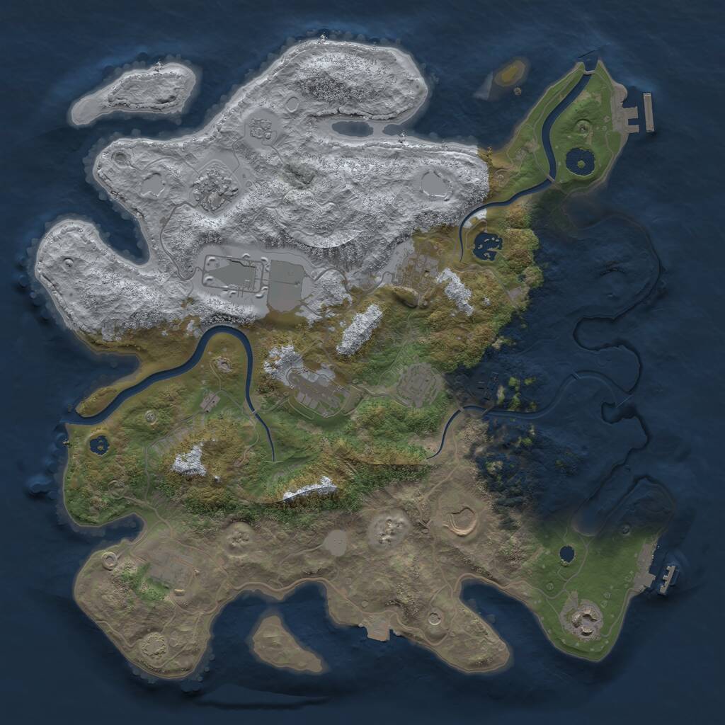Rust Map: Procedural Map, Size: 3800, Seed: 127463521, 16 Monuments
