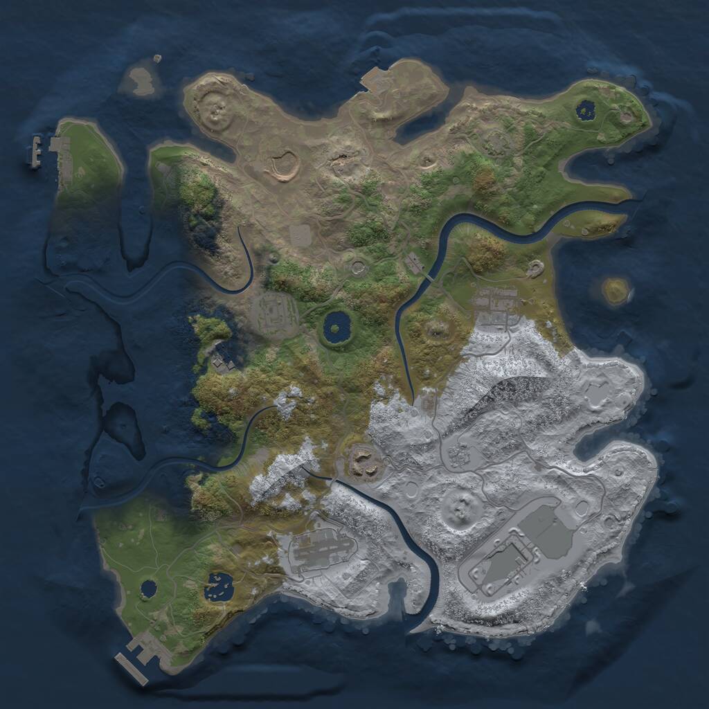 Rust Map: Procedural Map, Size: 3500, Seed: 6684, 14 Monuments