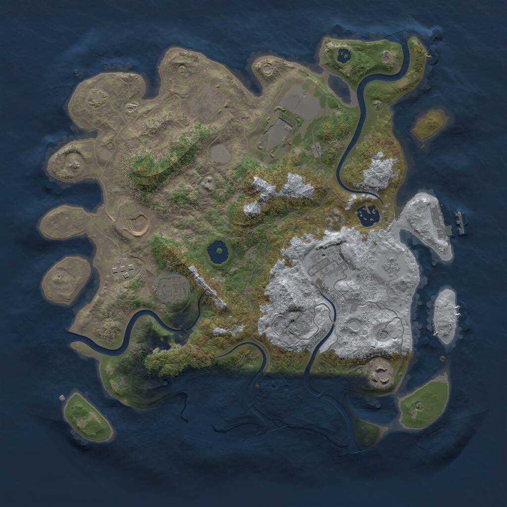Rust Map: Procedural Map, Size: 3500, Seed: 1321894319, 14 Monuments
