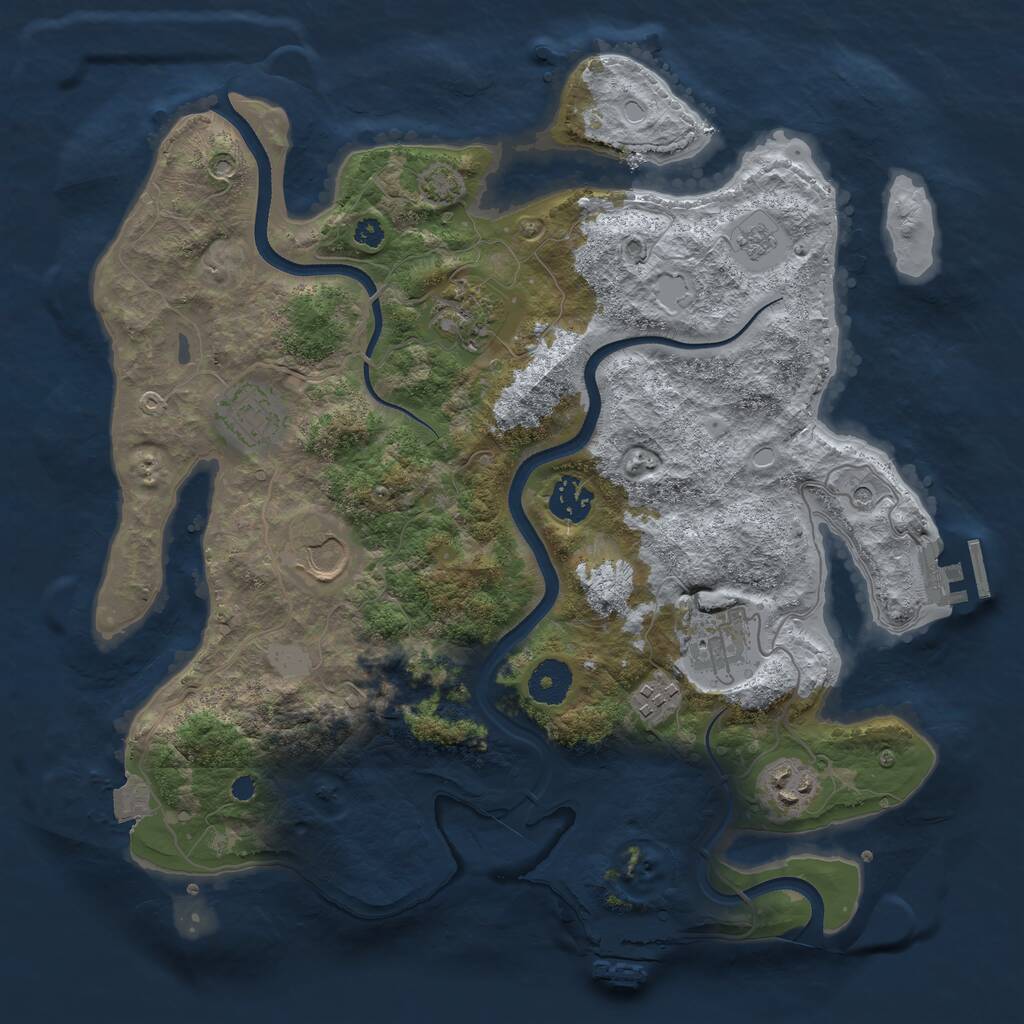 Rust Map: Procedural Map, Size: 3500, Seed: 970807276, 13 Monuments