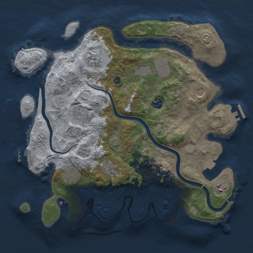 Rust Map: Procedural Map, Size: 3500, Seed: 1690277180, 15 Monuments