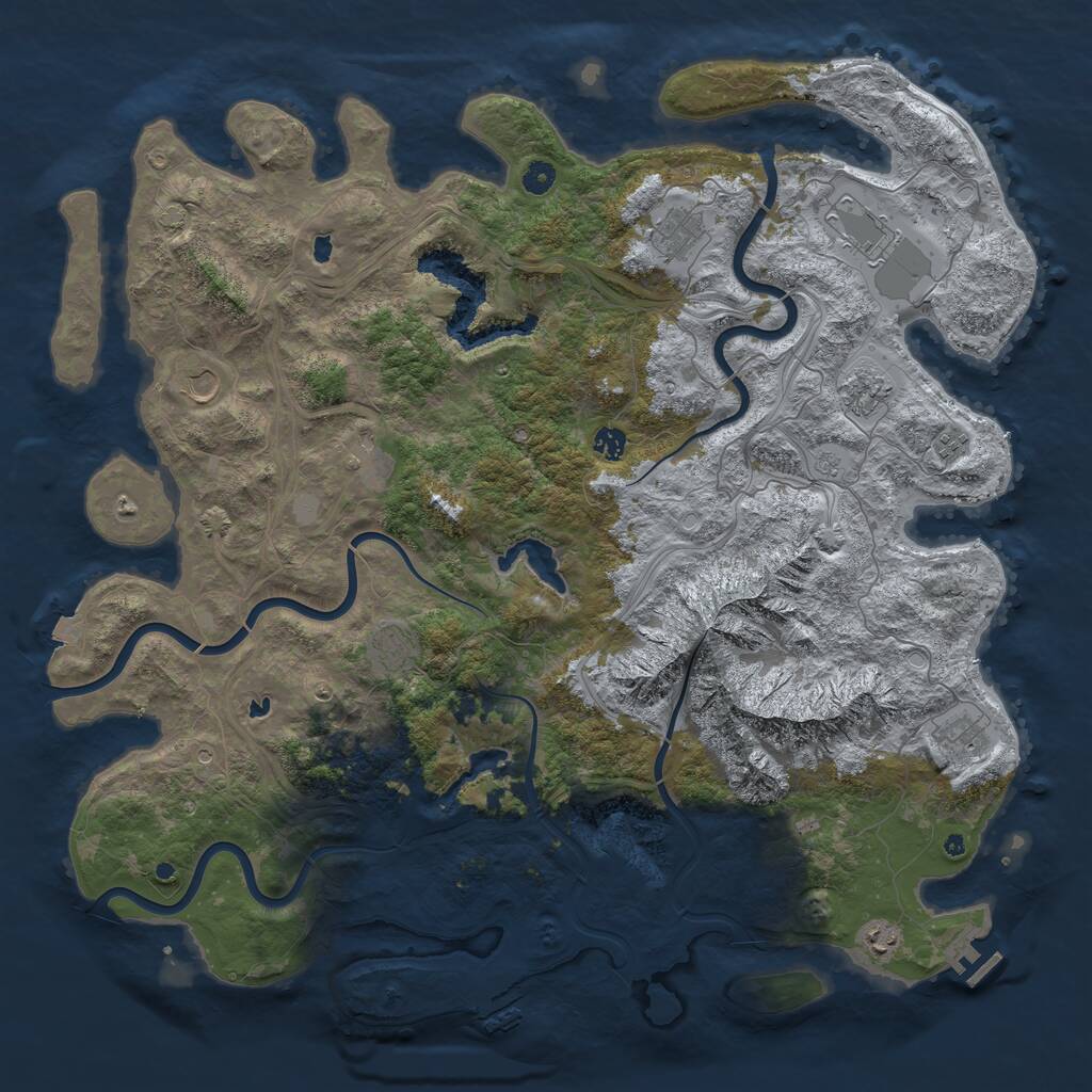 Rust Map: Procedural Map, Size: 5000, Seed: 2893540, 16 Monuments
