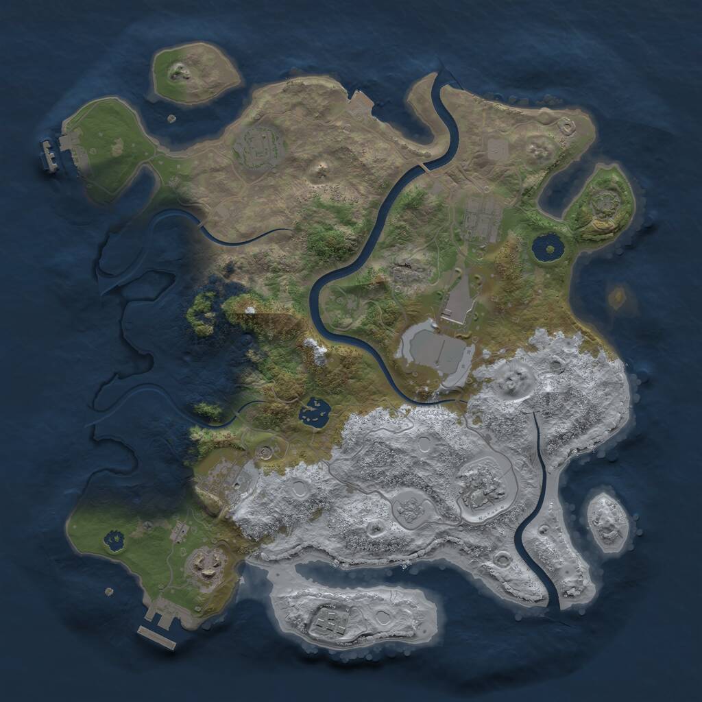 Rust Map: Procedural Map, Size: 3500, Seed: 786948930, 14 Monuments