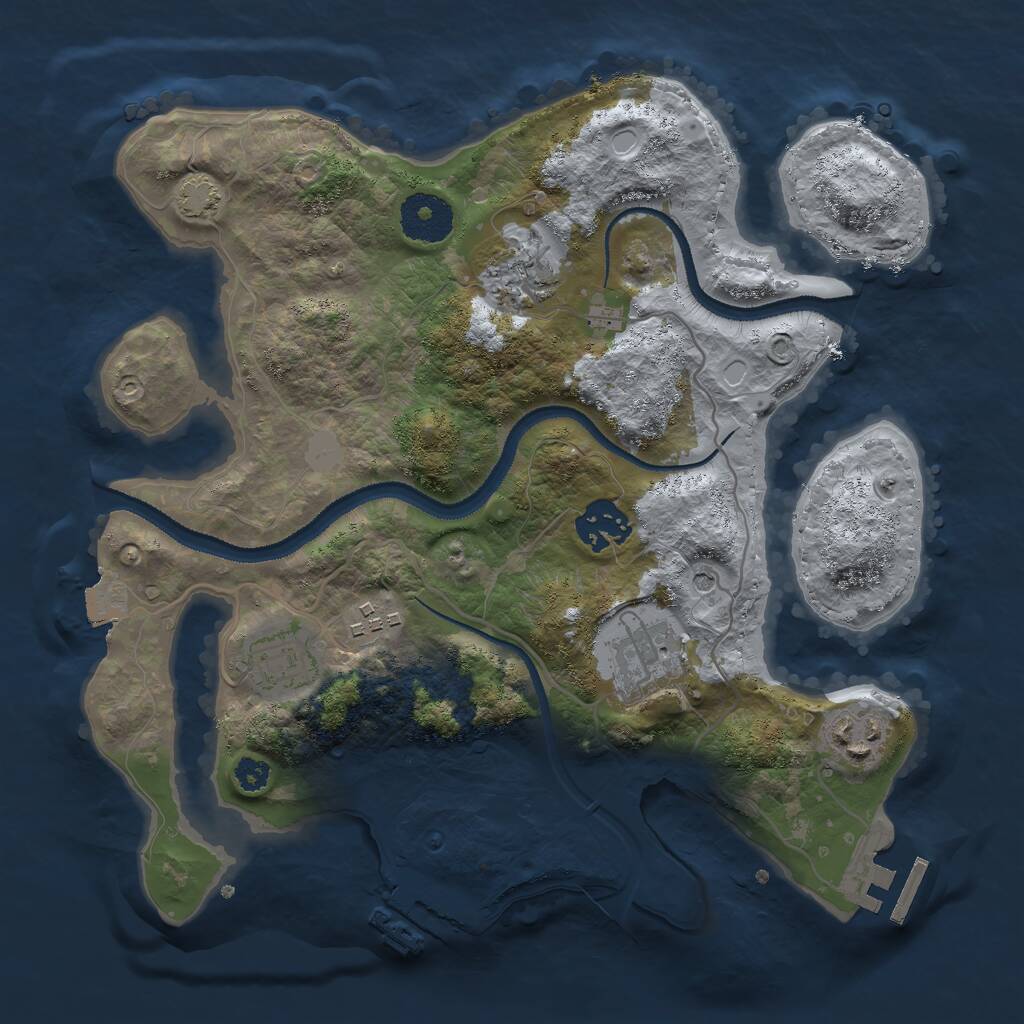 Rust Map: Procedural Map, Size: 3000, Seed: 1997655594, 11 Monuments