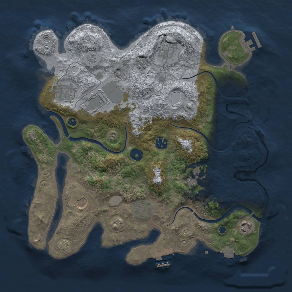 Rust Map: Procedural Map, Size: 3500, Seed: 215056941, 15 Monuments