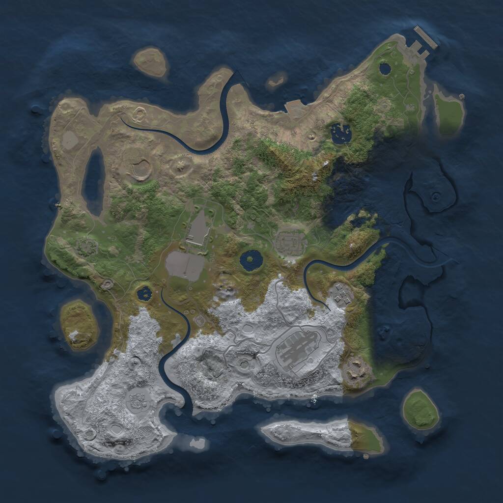 Rust Map: Procedural Map, Size: 3500, Seed: 47239, 12 Monuments