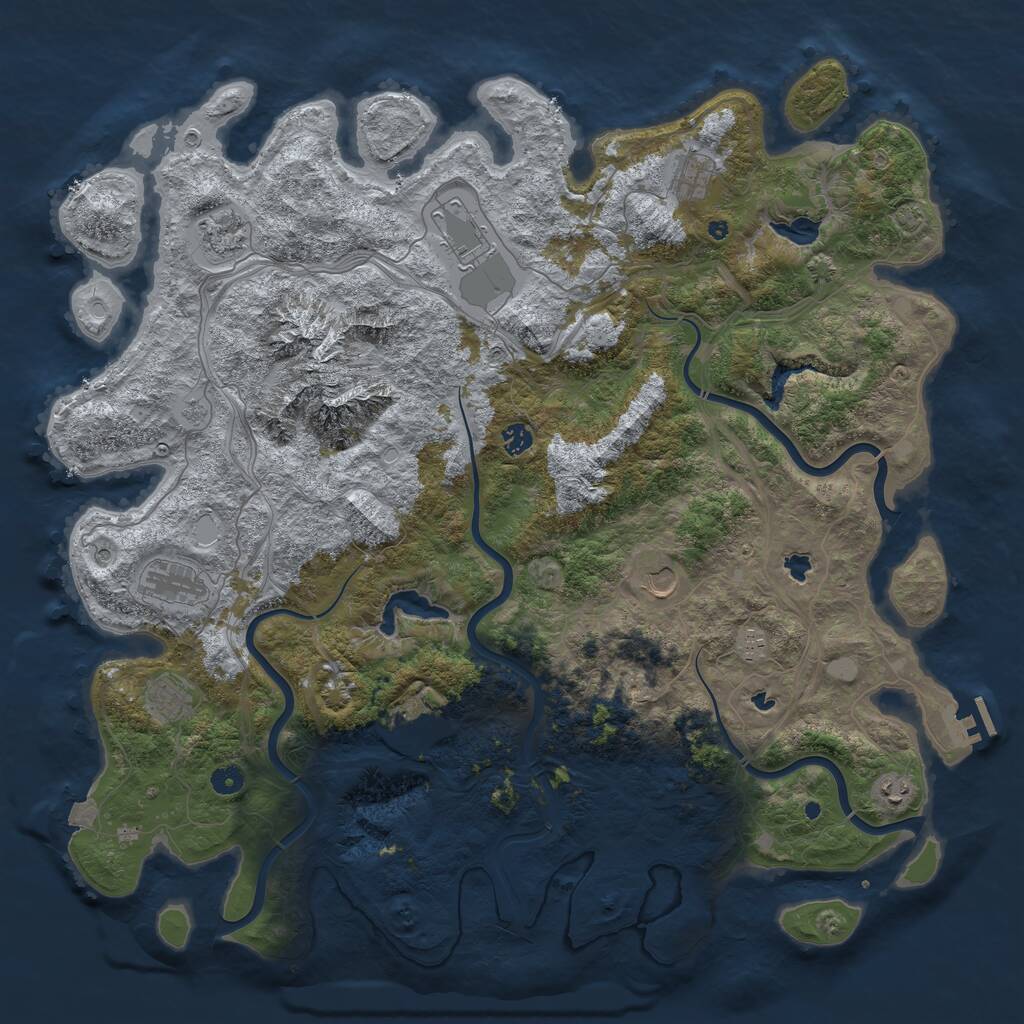 Rust Map: Procedural Map, Size: 5000, Seed: 1276593584, 15 Monuments