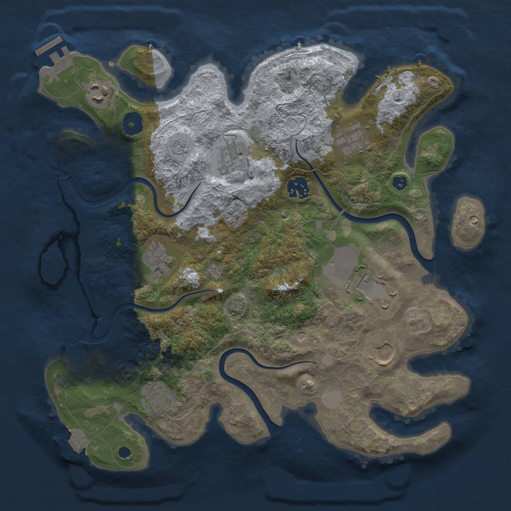 Rust Map: Procedural Map, Size: 3500, Seed: 591026867, 14 Monuments