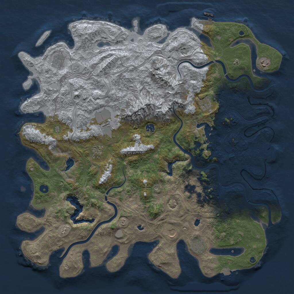Rust Map: Procedural Map, Size: 5000, Seed: 66736, 16 Monuments