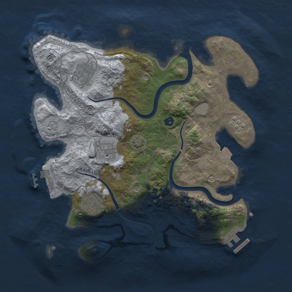 Rust Map: Procedural Map, Size: 3000, Seed: 41477384, 10 Monuments