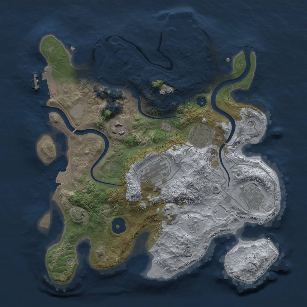 Rust Map: Procedural Map, Size: 3000, Seed: 1887896943, 11 Monuments