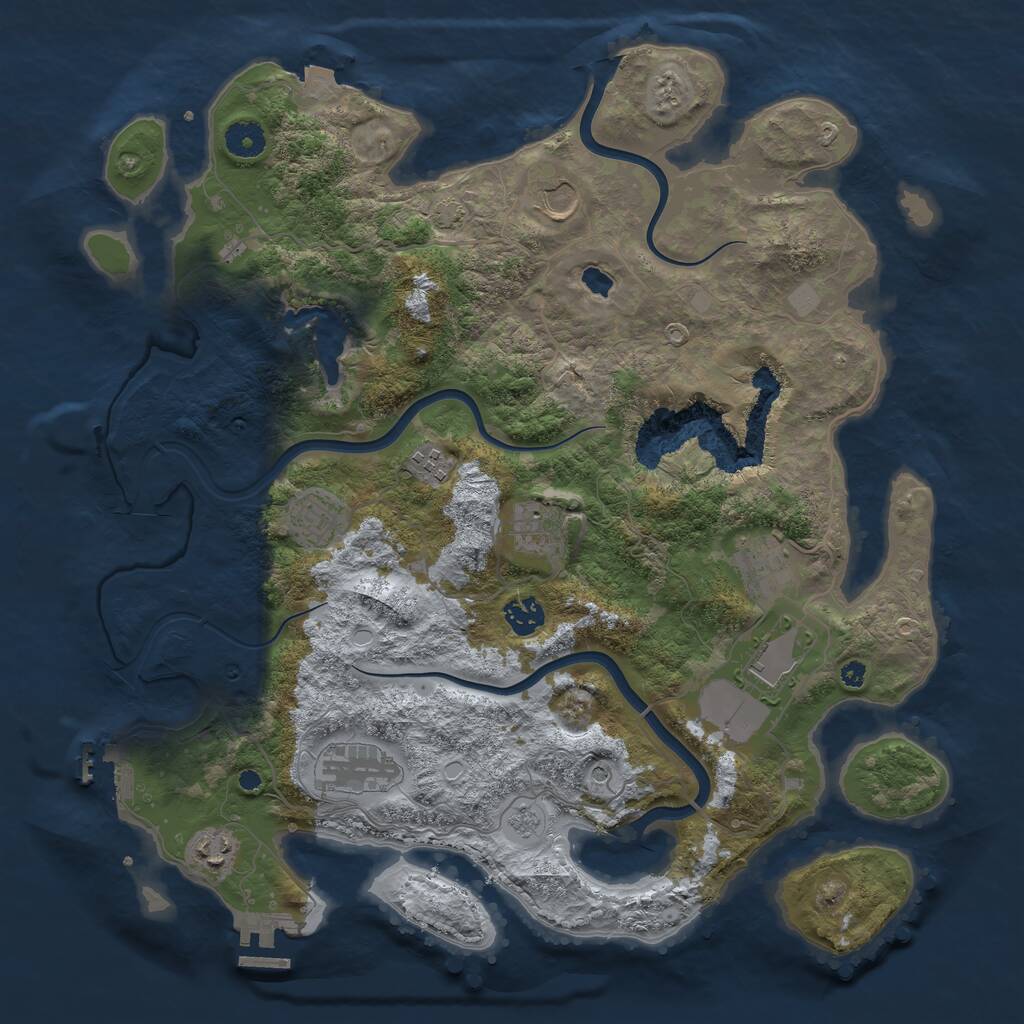 Rust Map: Procedural Map, Size: 4000, Seed: 1164104657, 15 Monuments