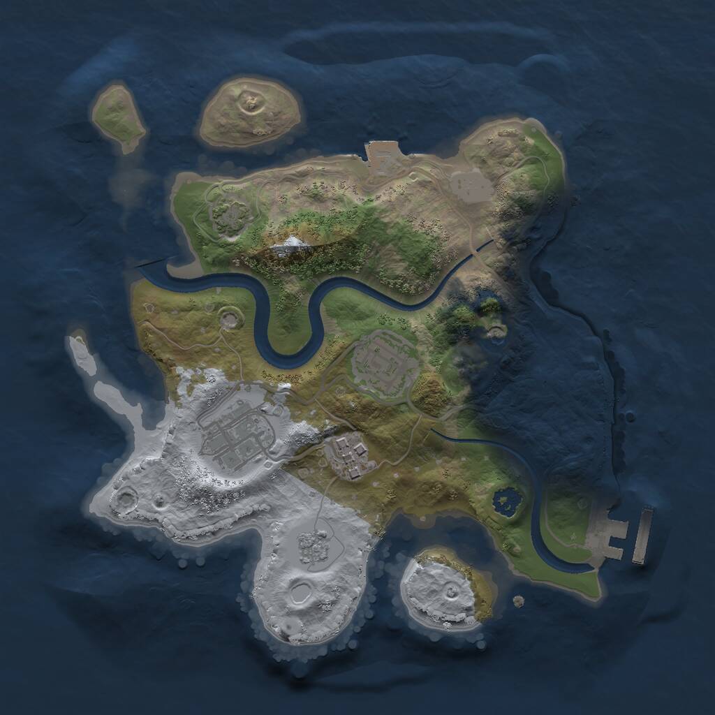 Rust Map: Procedural Map, Size: 2500, Seed: 28412047, 8 Monuments