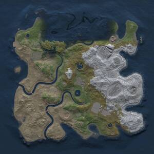 Thumbnail Rust Map: Procedural Map, Size: 3700, Seed: 1416794966, 16 Monuments