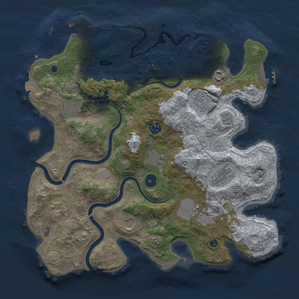 Rust Map: Procedural Map, Size: 3700, Seed: 1416794966, 16 Monuments