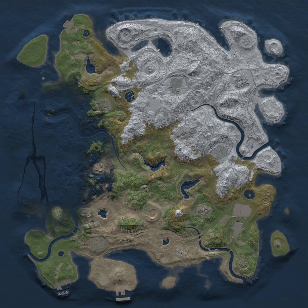 Rust Map: Procedural Map, Size: 4500, Seed: 383169457, 16 Monuments