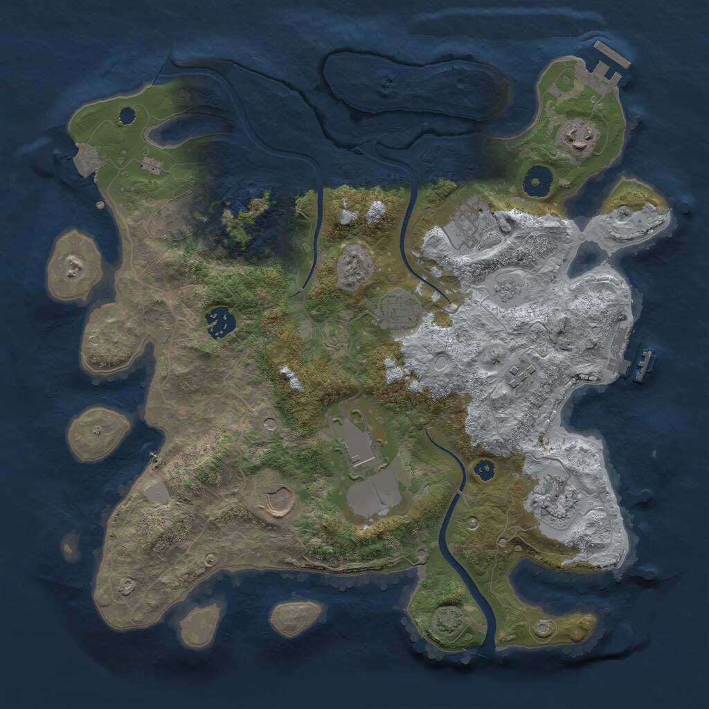 Rust Map: Procedural Map, Size: 3500, Seed: 1107744367, 15 Monuments