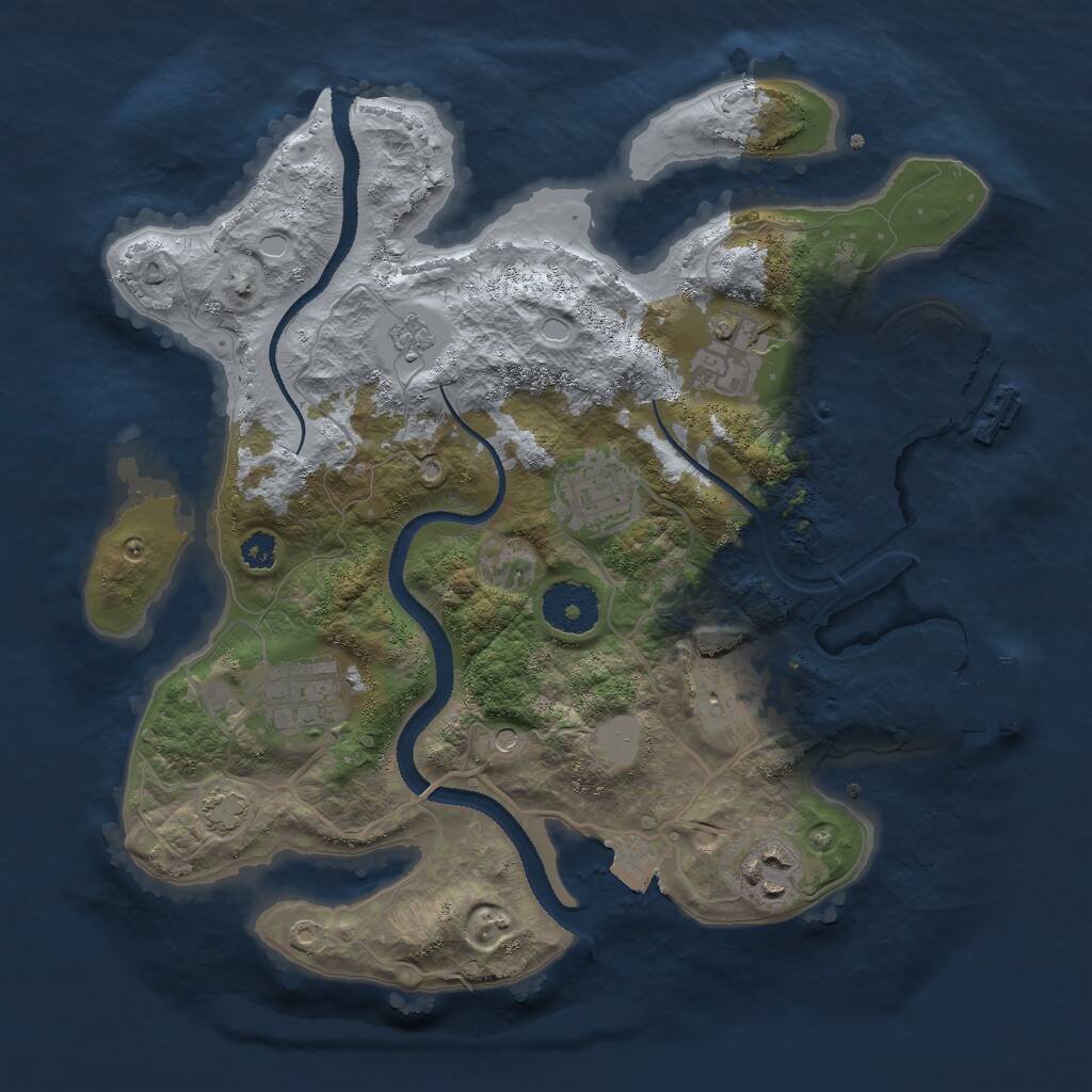 Rust Map: Procedural Map, Size: 3000, Seed: 2128909106, 11 Monuments