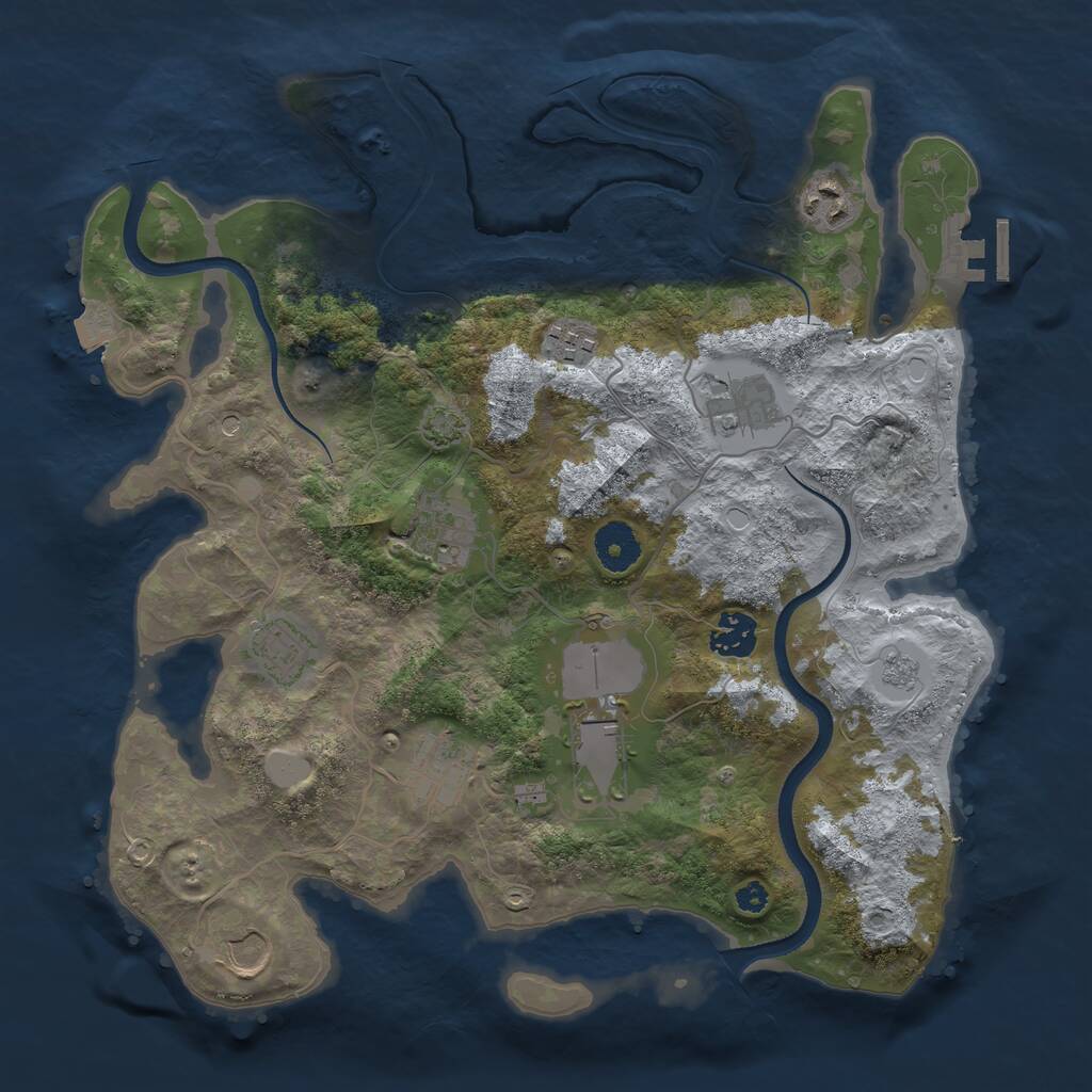 Rust Map: Procedural Map, Size: 3500, Seed: 627342638, 14 Monuments