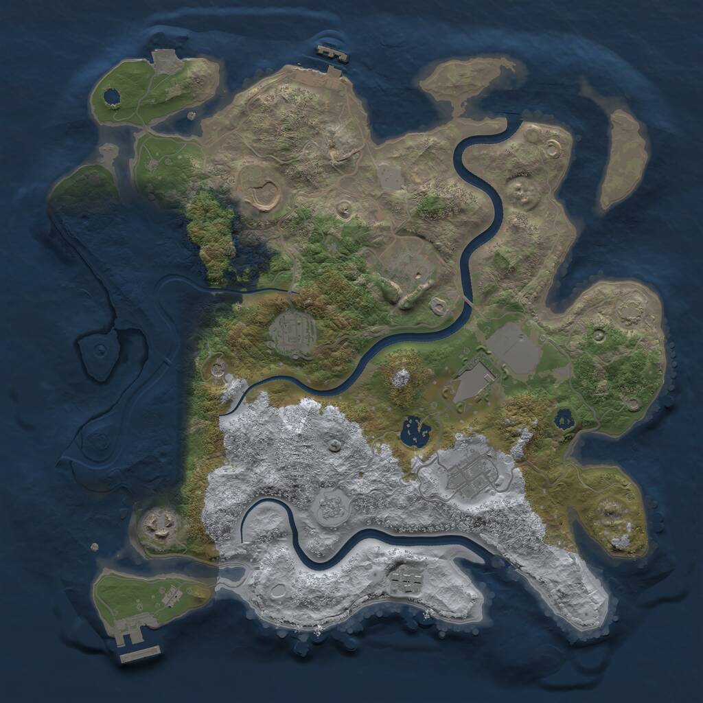 Rust Map: Procedural Map, Size: 3500, Seed: 571964034, 14 Monuments