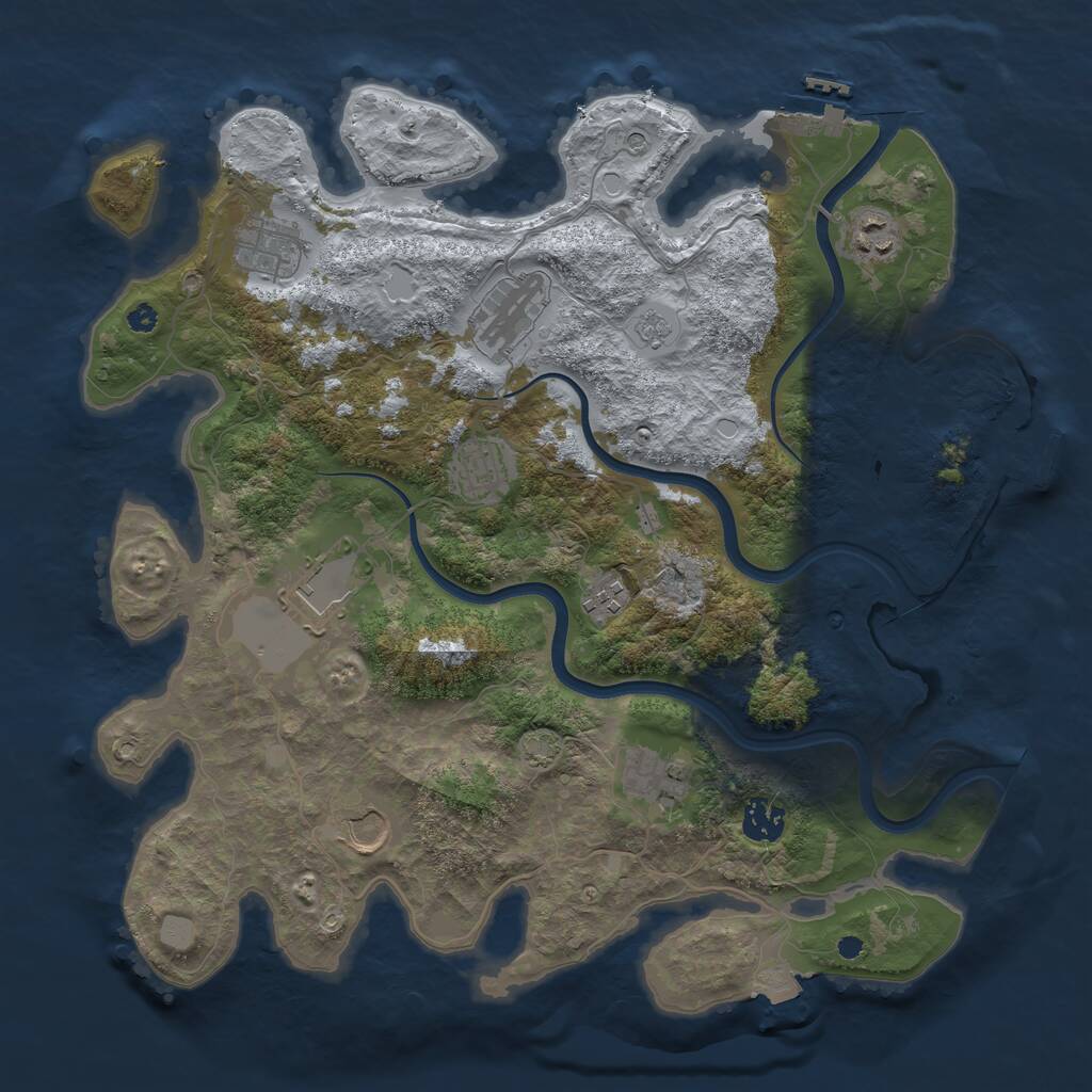 Rust Map: Procedural Map, Size: 3750, Seed: 421314900, 15 Monuments