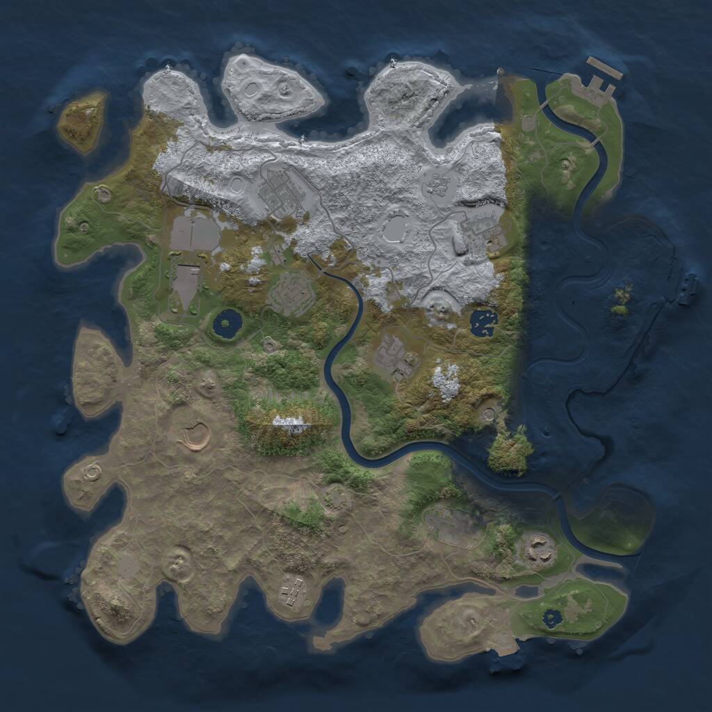 Rust Map: Procedural Map, Size: 3750, Seed: 421314900, 16 Monuments