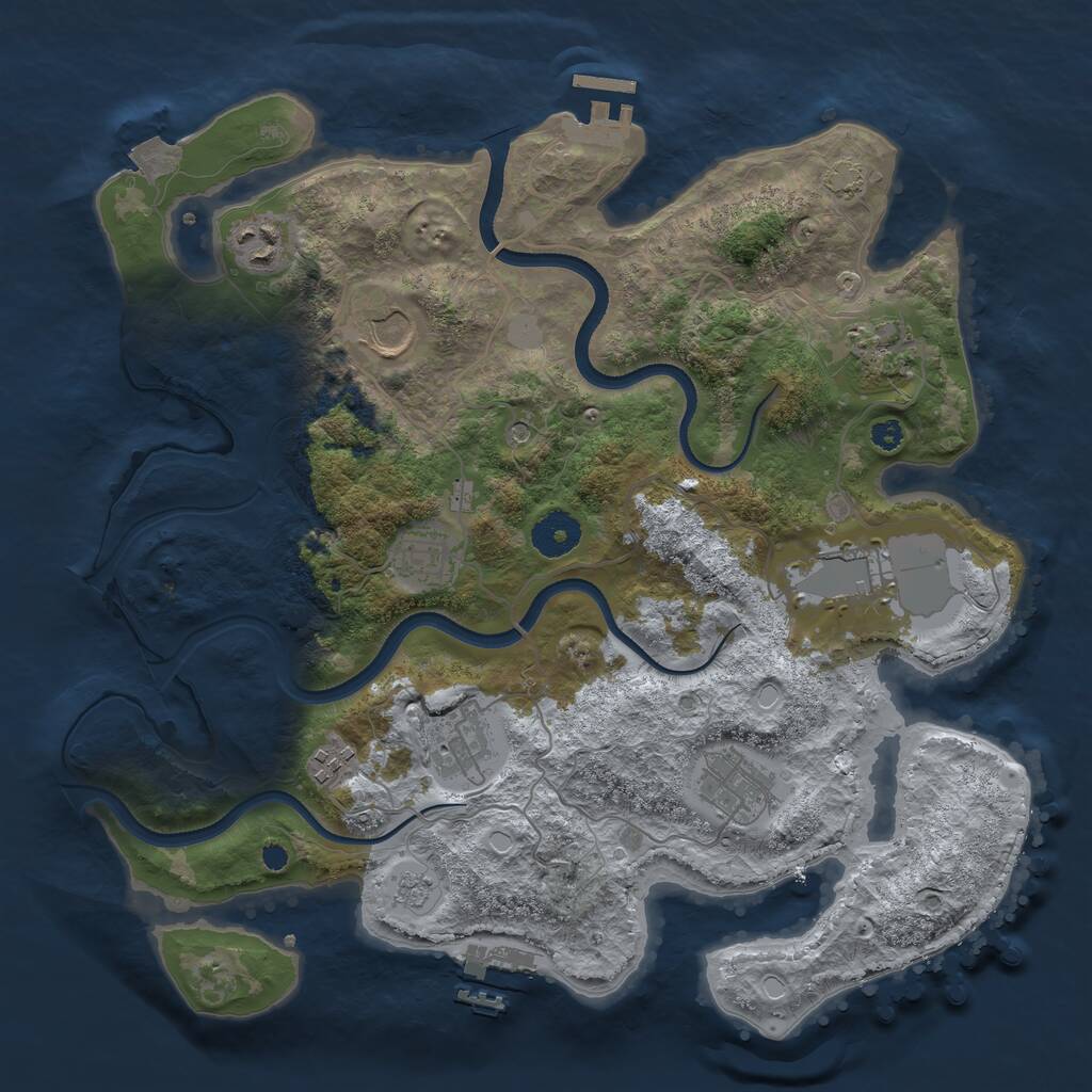 Rust Map: Procedural Map, Size: 3500, Seed: 2001246898, 14 Monuments