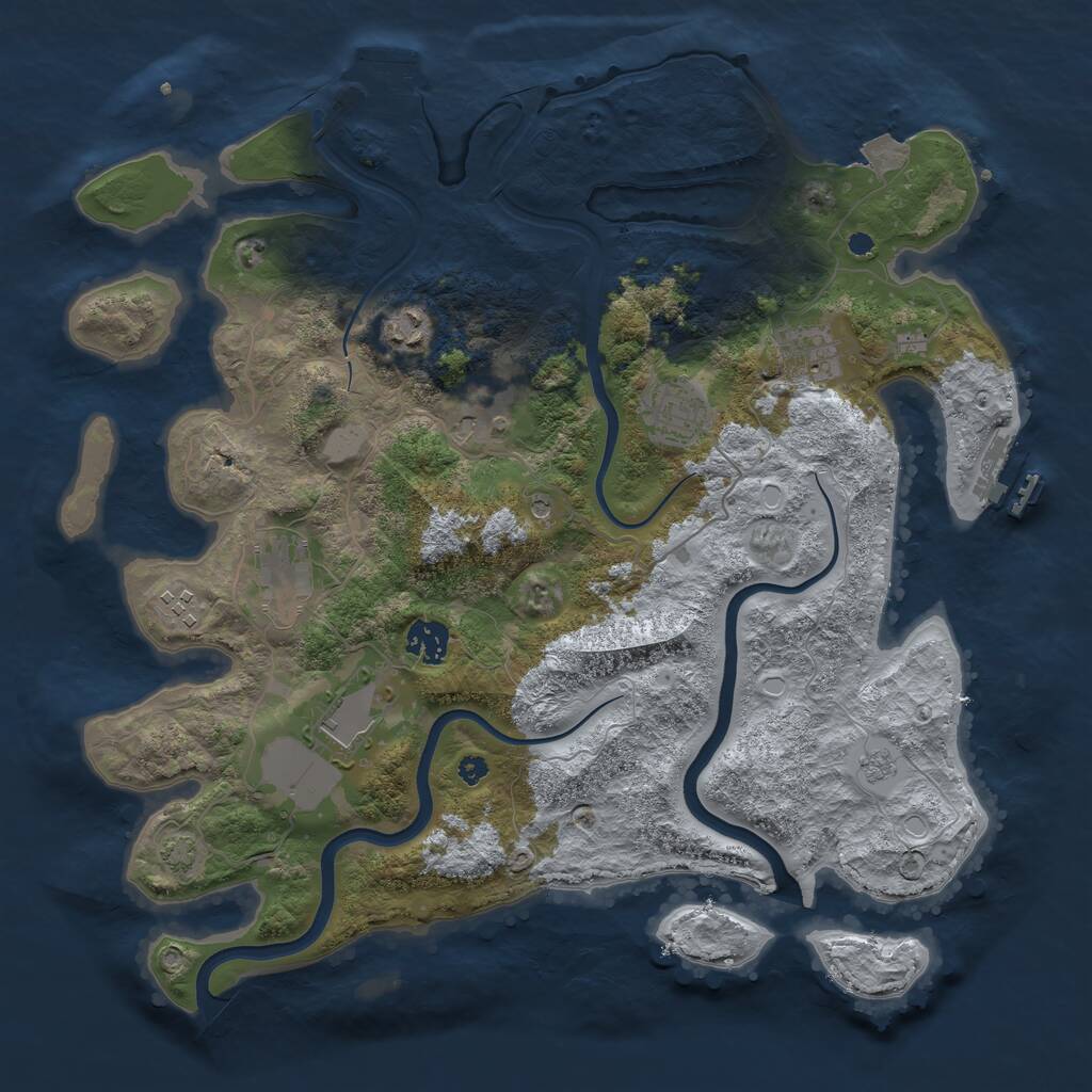 Rust Map: Procedural Map, Size: 3750, Seed: 1947452510, 14 Monuments