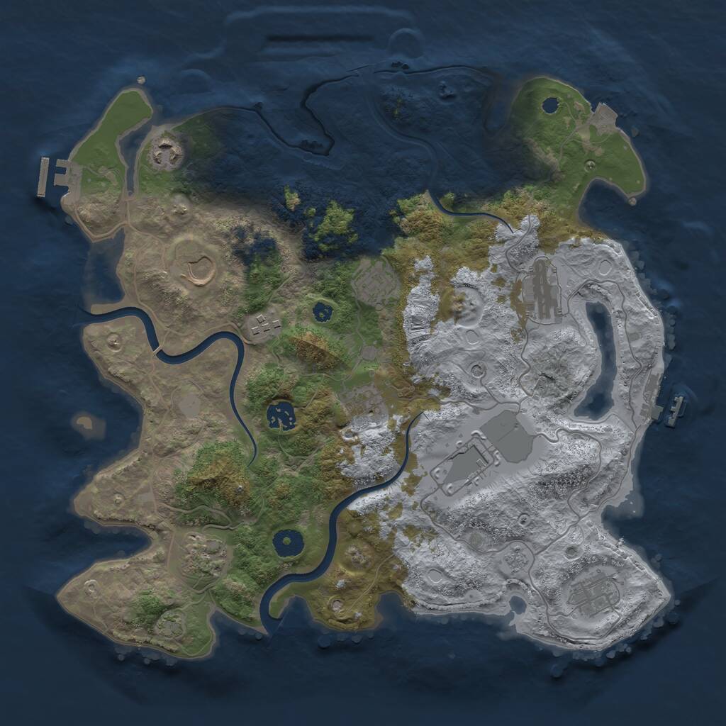 Rust Map: Procedural Map, Size: 3700, Seed: 2101147174, 16 Monuments