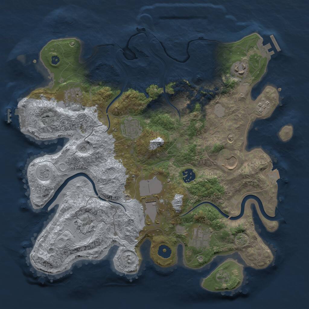 Rust Map: Procedural Map, Size: 3500, Seed: 105735492, 15 Monuments