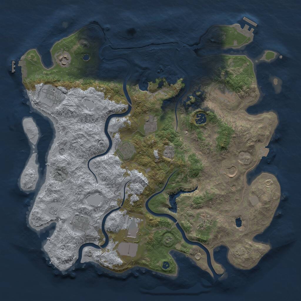 Rust Map: Procedural Map, Size: 4000, Seed: 328405372, 17 Monuments