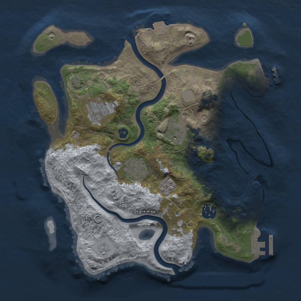 Rust Map: Procedural Map, Size: 3000, Seed: 4464, 11 Monuments