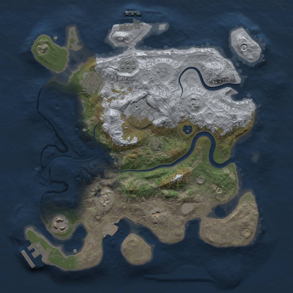 Rust Map: Procedural Map, Size: 3000, Seed: 5042, 10 Monuments