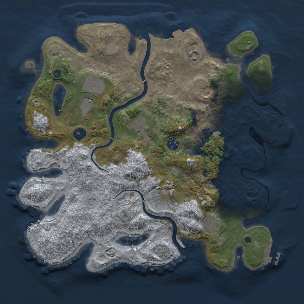 Rust Map: Procedural Map, Size: 3700, Seed: 1115529842, 14 Monuments