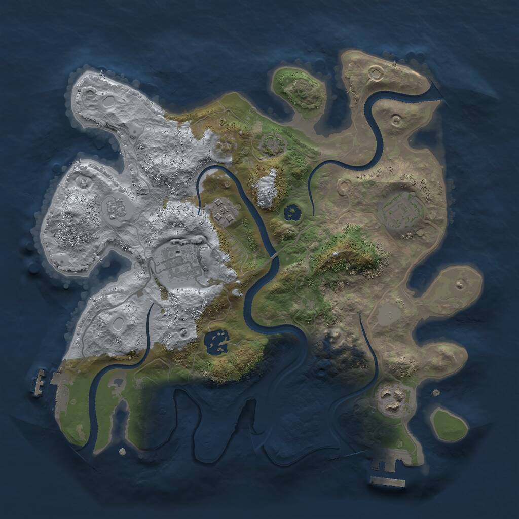 Rust Map: Procedural Map, Size: 3000, Seed: 9213574, 10 Monuments