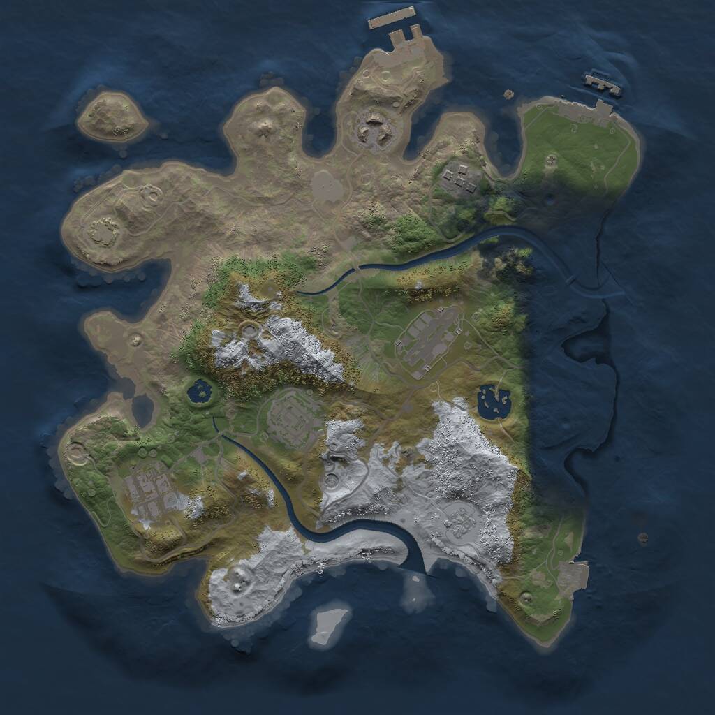 Rust Map: Procedural Map, Size: 3000, Seed: 1805901181, 12 Monuments