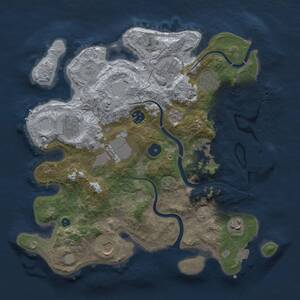 Thumbnail Rust Map: Procedural Map, Size: 3500, Seed: 2019125609, 15 Monuments