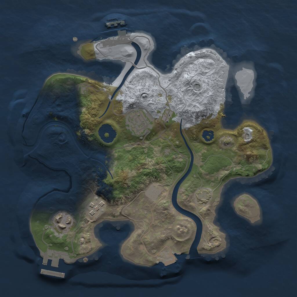 Rust Map: Procedural Map, Size: 2500, Seed: 2358775, 7 Monuments