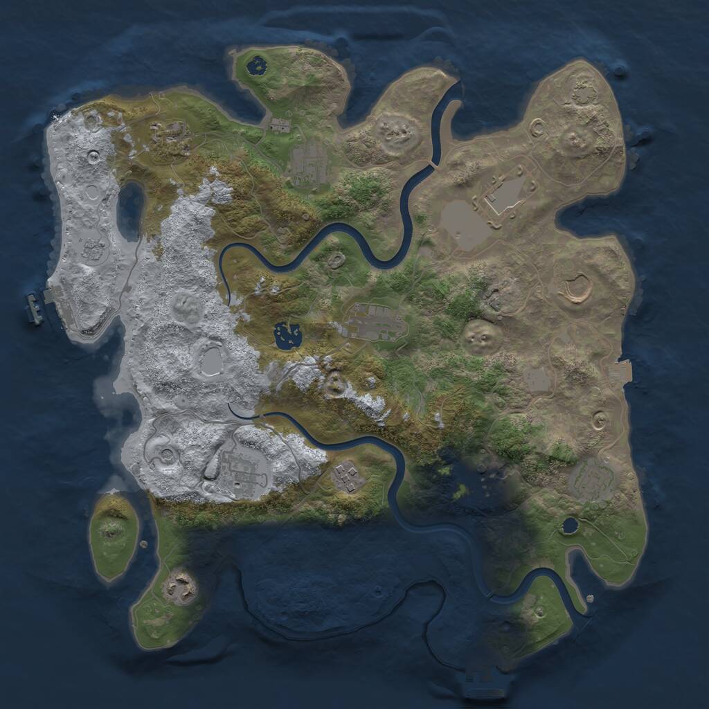 Rust Map: Procedural Map, Size: 3700, Seed: 742842439, 17 Monuments