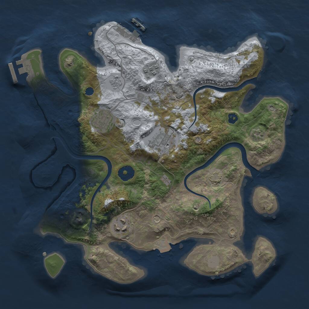 Rust Map: Procedural Map, Size: 3000, Seed: 1439547320, 10 Monuments
