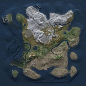 Thumbnail Rust Map: Procedural Map, Size: 3000, Seed: 1439547320, 10 Monuments