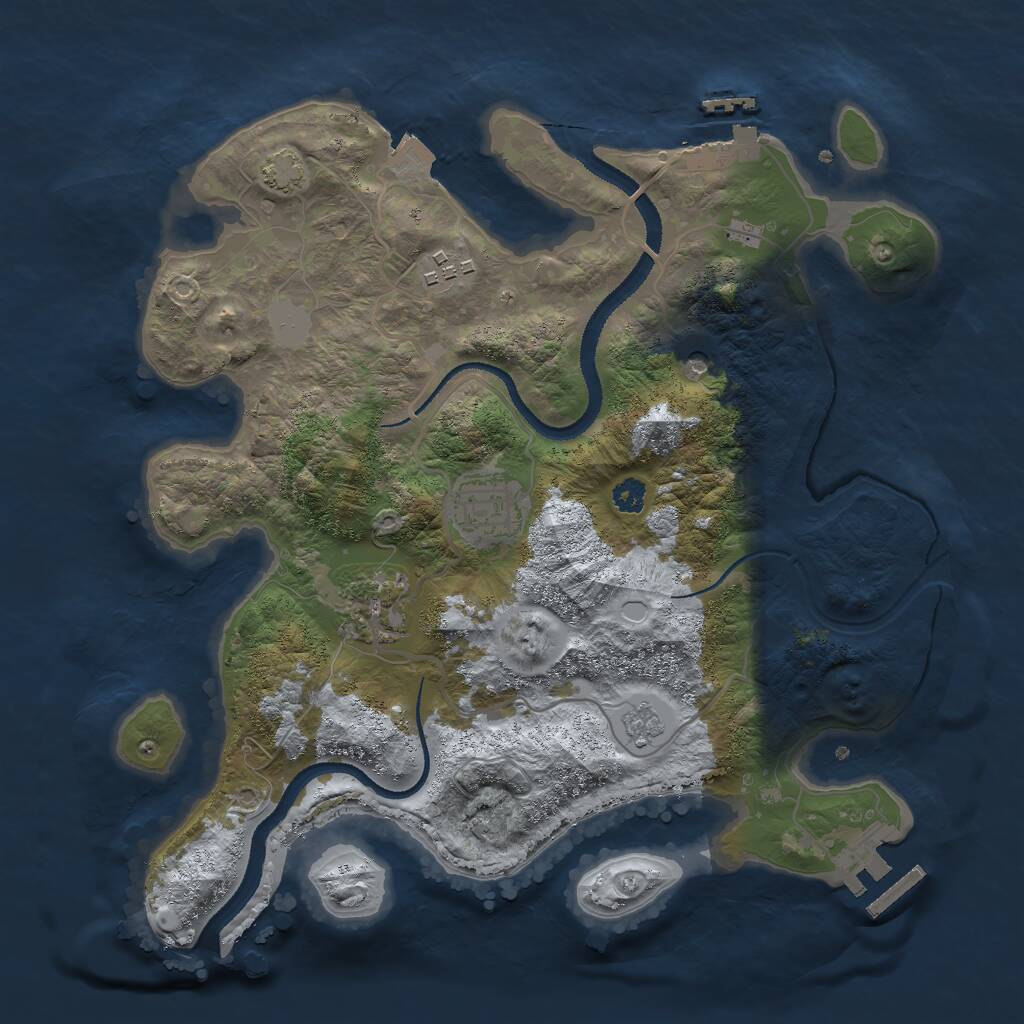 Rust Map: Procedural Map, Size: 3000, Seed: 342054905, 9 Monuments