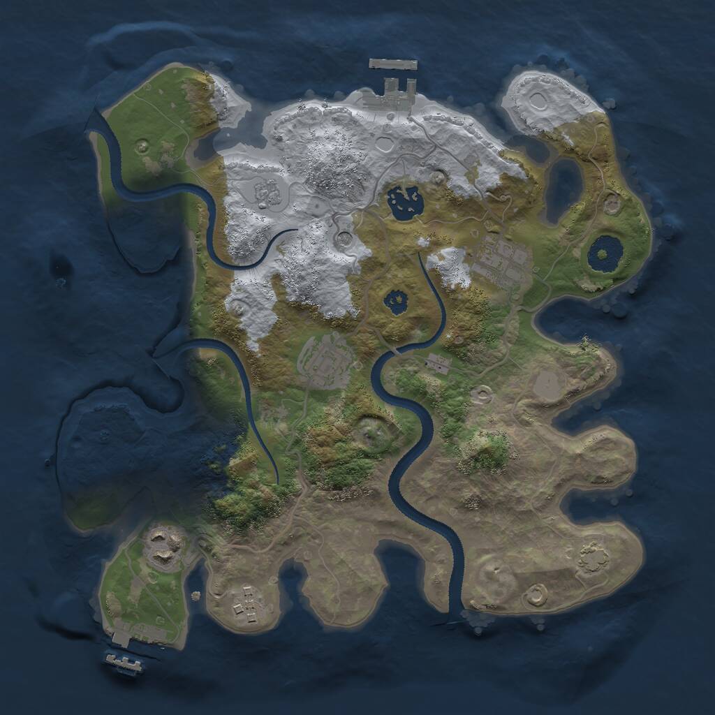 Rust Map: Procedural Map, Size: 3000, Seed: 1490802495, 11 Monuments